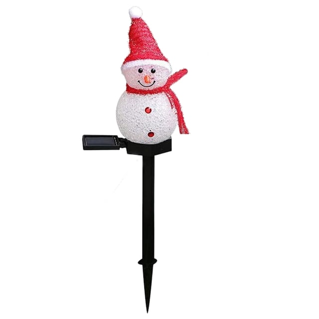 Kearding Decoraciones navideñas para jardín, luces solares de Navidad para patio, luces solares navideñas de muñeco de nieve Kits de decoración para fiestas rojo