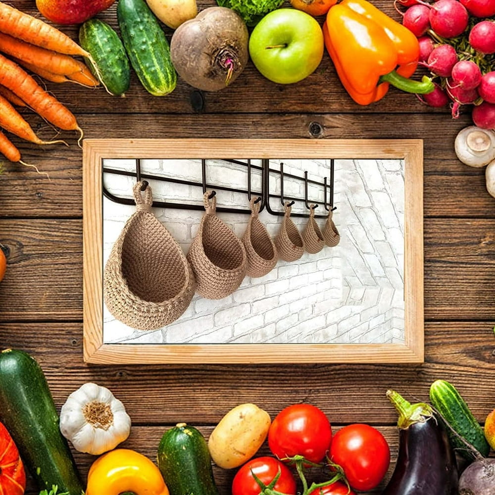 SDOTXA Hanging Wall Vegetable Fruit Baskets Jute Hanging Basket Wall planters Teardrop Hanging Basket Kitchen Hanging Storage Farm House Basket By