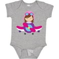 thumbnail image 3 of Inktastic Pilot Girl, Airplane, Plane, Flying, Brown Hair Girls Baby Bodysuit, 3 of 5
