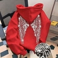 thumbnail image 4 of Linfrsh Girls Sequin Angel Wings Hoodies Trendy Long Sleeve Hooded Baggy Drawstring Sweat Fashion Casual Pullovers With Pockets(Red,4-5 Years), 4 of 8