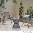 thumbnail image 3 of Noble House Erikson 3 Piece Outdoor Iron Conversation Set in Matte Navy Blue, 3 of 10
