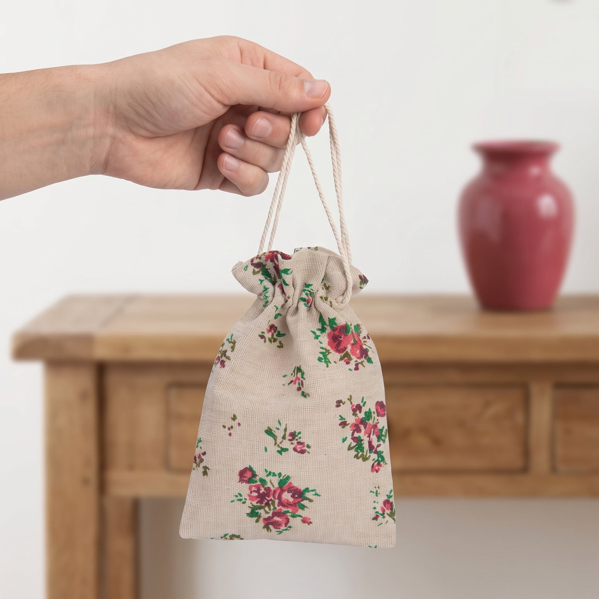 Unique Bargains Drawstring Gift Bags with Handles for Occasions Rose 5.1" x 7.1"
