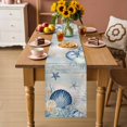 thumbnail image 2 of Navy Blue Shell Coastal Table Runner 70 Inches, Starfish Coral Summer Beach Ocean Bed Runner Dresser Scarves Tabletop for Indoor Outdoor Parties/Ceremony/Banquet, 13" x 70", 2 of 9