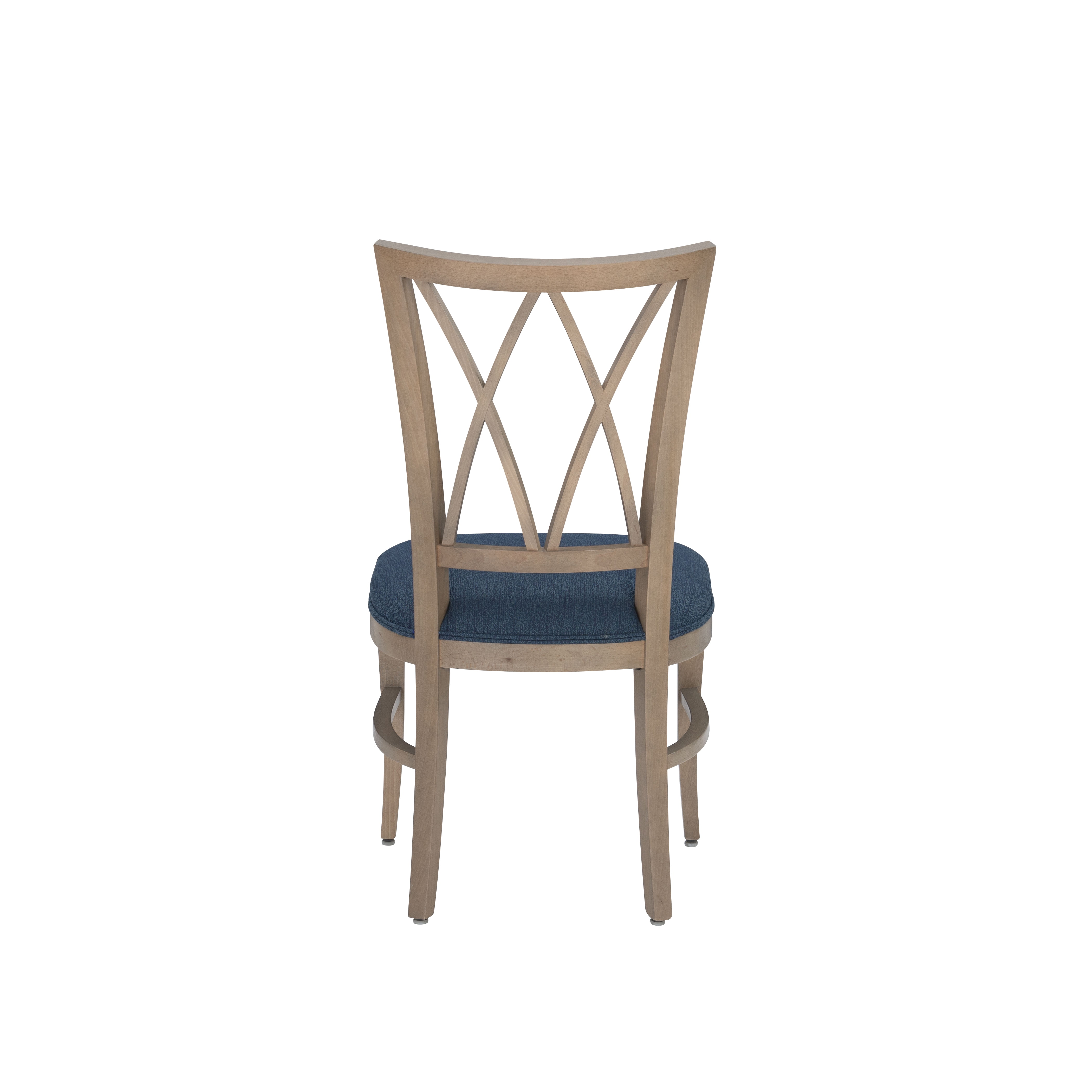 Linon Tanlsey Upholstered Dining Chair, Set of 2, Natural with Blue Fabric
