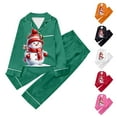 thumbnail image 4 of Tfken Christmas Sleepwear For Unisex Kids Size 5-6 Years Long Sleeve Daily Wear Shirts Pants Snowman Print Lapel Neck Pink Outfits Sets, 4 of 4