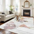thumbnail image 3 of Area Rug for Living Room, World Map Non-Slip Indoor Large Carpet for Bedroom/Dining Room, Farmhouse Abstract Illustration Wooden Grain Washable Low-Profile Rectangle Floor Runner Rugs - 5 x 7 Ft, 3 of 7