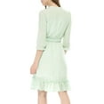 thumbnail image 6 of MODA NOVA Juniors Layered Ruffle Hem 3/4 Sleeves Smocked A-Line Chiffon Dress, 6 of 7