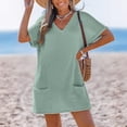 thumbnail image 4 of Delconic Fashionable Women's V-neck Pocket Casual Color Knitted Swimsuit Cover Green XL, 4 of 6