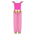 thumbnail image 3 of Sxiwei Arabian Princess Jumpsuits For Girls Rhinestone Patchwork Flying Sleeve Leotard Chiffon Overalls Hot Pink 14, 3 of 4