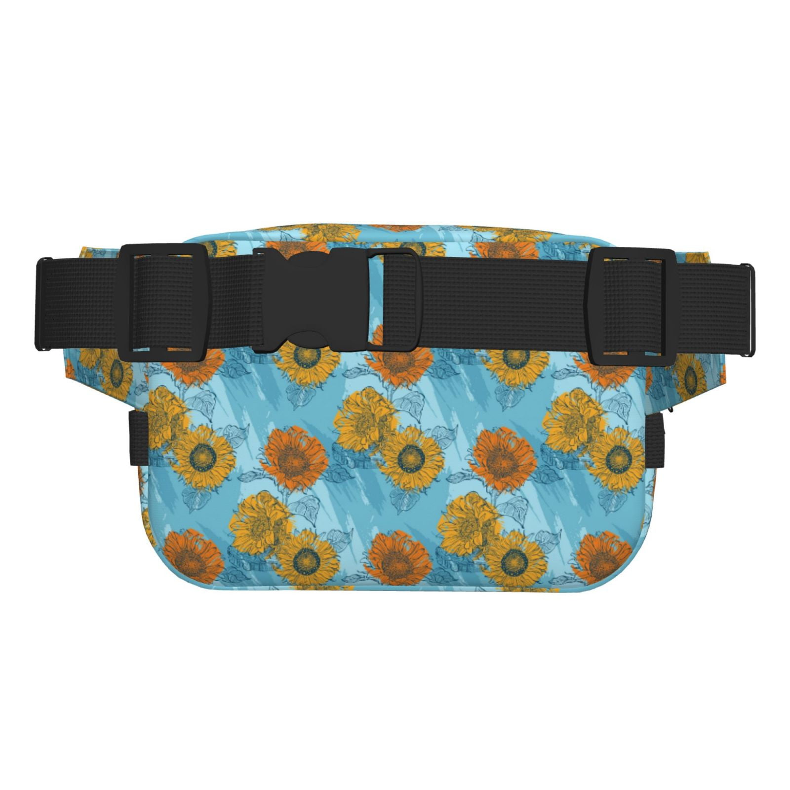 Picia Sunflowers Print Square Double-Layer Waist Bag Mini Adjustable Waist Belt Bag Exercise Running Travel Hiking