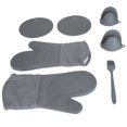 thumbnail image 2 of Guantes de silicona para horno, 7 piezas/juego, guantes aislantes del calor para cocinar con agarre para los dedos, valor excepcional, 2 of 12