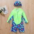 thumbnail image 4 of KYAIGUO Kids Boys One Piece Rash Guard Swimsuit Toddler Baby Upf 50+ Sun Protection Swimwear Cartoon Dinosaurs Bathing Suit with Hat 2-8Y, 4 of 10