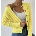 thumbnail image 2 of Cardigans Sweaters for Women Fall Fashion Cable Knit Sweater Crew Neck Button Down Winter Chunky Sweaters Short Sweater Outerwear Coats Alsol Lamesa, 2 of 6