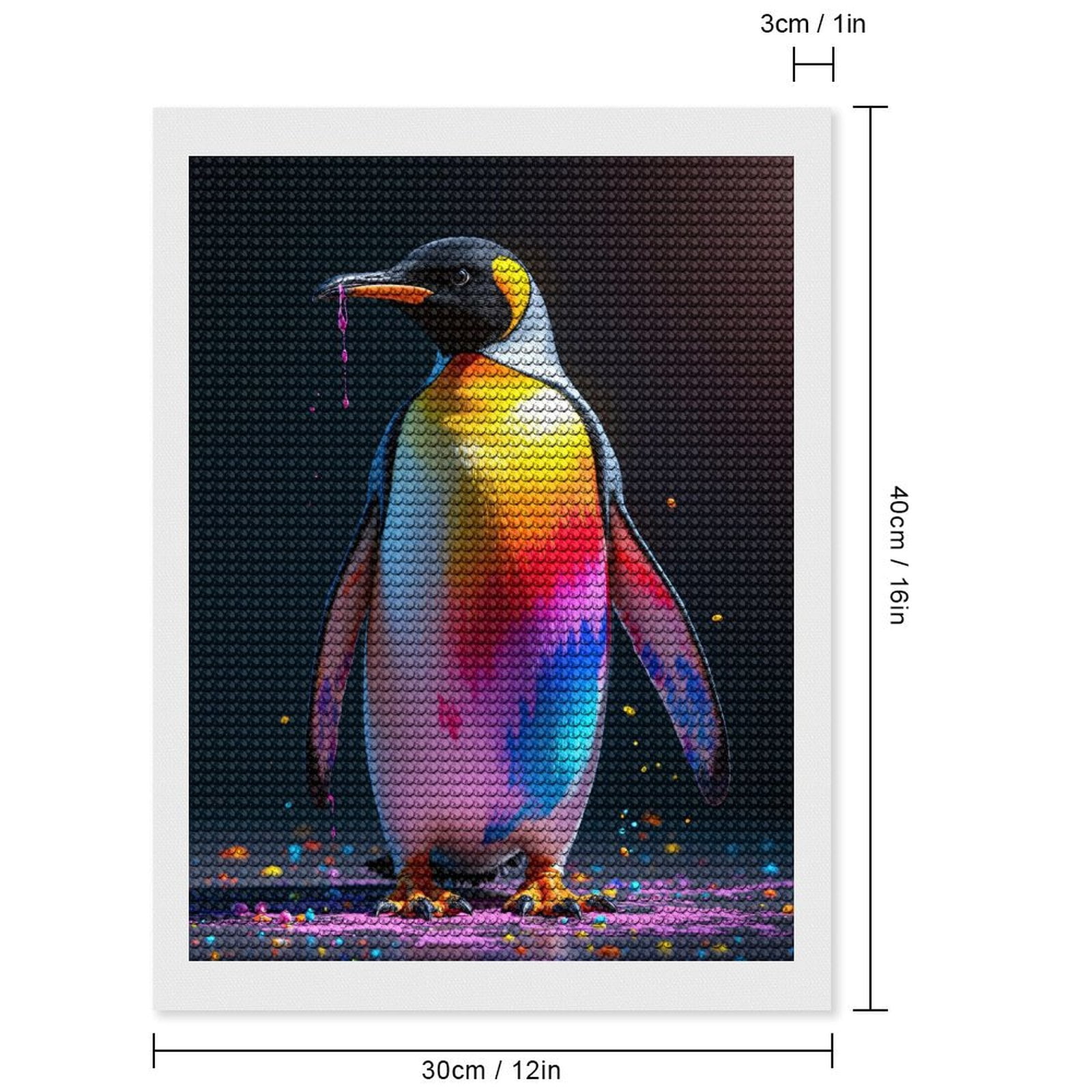 Diamond Art Kits for Adults, Colorful Penguin Paint Splatter 5D Diamond Painting Kits for Adults Beginners, DIY Full Drill Diamond Painting, Gem Art and Crafts 12x16