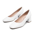 thumbnail image 3 of DREAM PAIRS Women's Low Chunky Heels Square Toe Pumps Comfortable Slip On Dress Shoes Wedding Party Office Shoes, 3 of 7