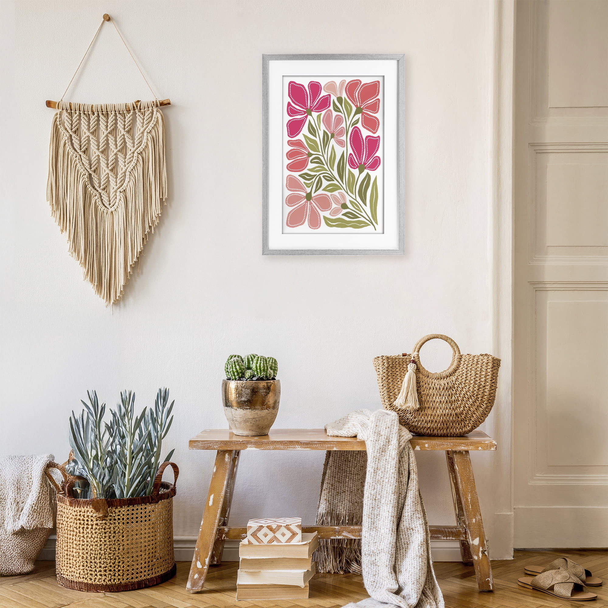Stupell Industries Bold Midcentury Blooms Gray Framed Print Under Glass, design by Martina Pavlova