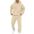thumbnail image 2 of Men Sweatsuits 2 Piece Set Casual Solid Color Hoodies Sweatshirt And Joggers Sweatpants Set Street Fall Sport Suit Sets Winter Clothes Outfits, 2 of 4