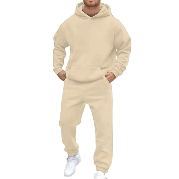 Mens Sweat Suits 2 Piece Set Hooded Sweatshirt Jogger Winter Fall with Pockets Comfortable Athletic Casual Outfit