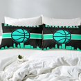 thumbnail image 4 of Teen Basketball Bed Sheets Sport Fitted Sheet Full Size, Teal Black Sheets Gaming Gamer Bedding 3pcs, 4 of 5