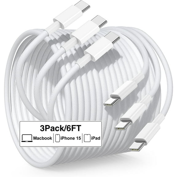USB C to USB C Charger Cable 6FT, 3A 60W Type C to Type C Fast Charging Cord for Apple iPhone 15/15 Pro Max/15 Plus, USBC to USBC Cable for iPad Pro 12.9/11/Mini/Air/MacBook 14/13 inch/Samsung S23