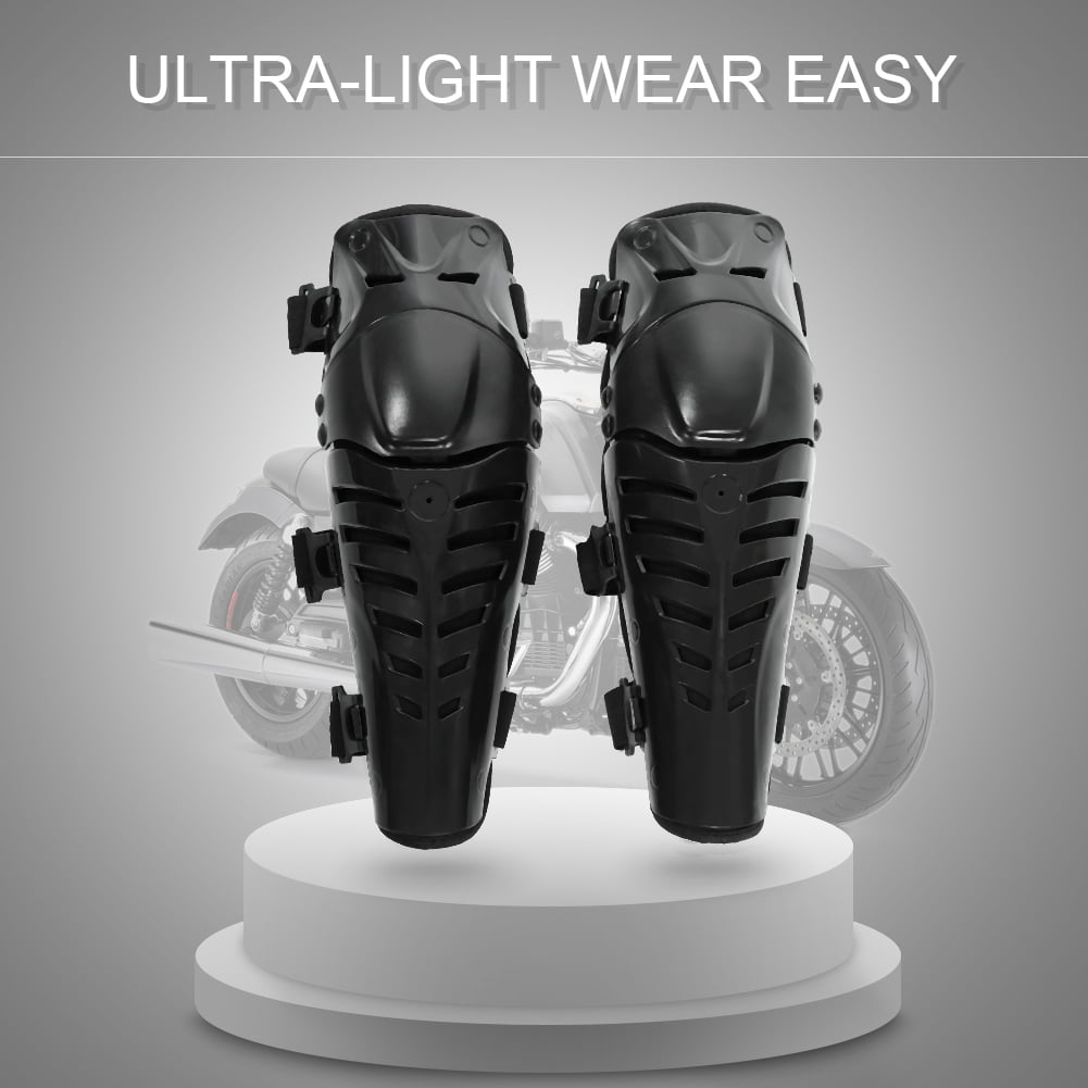 Knee Pads ABS Plastic Motorcycle Motocross Knee Pads Breathable Kneelet Brace Shin Guards Protective Armor Set Black 