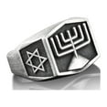thumbnail image 2 of Menorah Jewish Pinky Signet Ring Men, Star Of David Ring in Oxidized Sterling Silver, Judaica Jewelry For Husband, Spiritual Ring For Men, 2 of 5