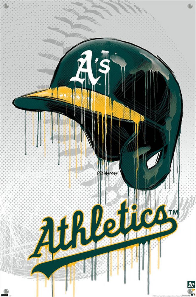 MLB Oakland Athletics - Drip Helmet 22 Wall Poster with Push Pins, 14.725" x 22.375"