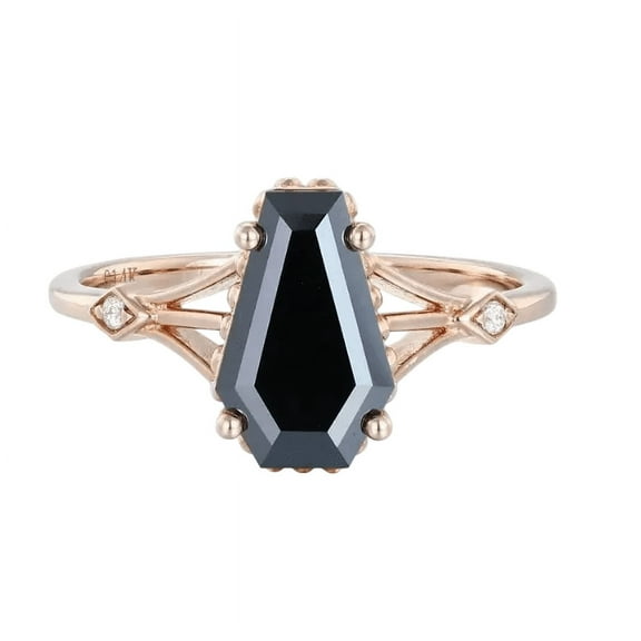 Coffin Cut Natural Black Onyx and Lab-Created Moissanite Accent Solitaire Engagement Ring in 925 Sterling Silver – Bold Elegance, Ethical Craftsmanship, and Timeless Symbol of Love