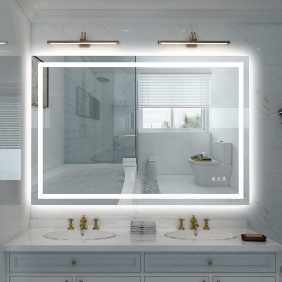 Sumerain 48" x 32" LED Bathroom Mirror — Dimmable Backlit & Front‑Lit Smart Vanity Mirror, Anti‑Fog, 3 Color Temperatures, Memory Function, Tempered Glass, ETL Listed