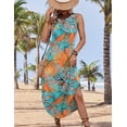 thumbnail image 3 of Vestido Zeagoo para mujer, bohemio, verano, playa, estampado de hojas tropicales, 3 of 5