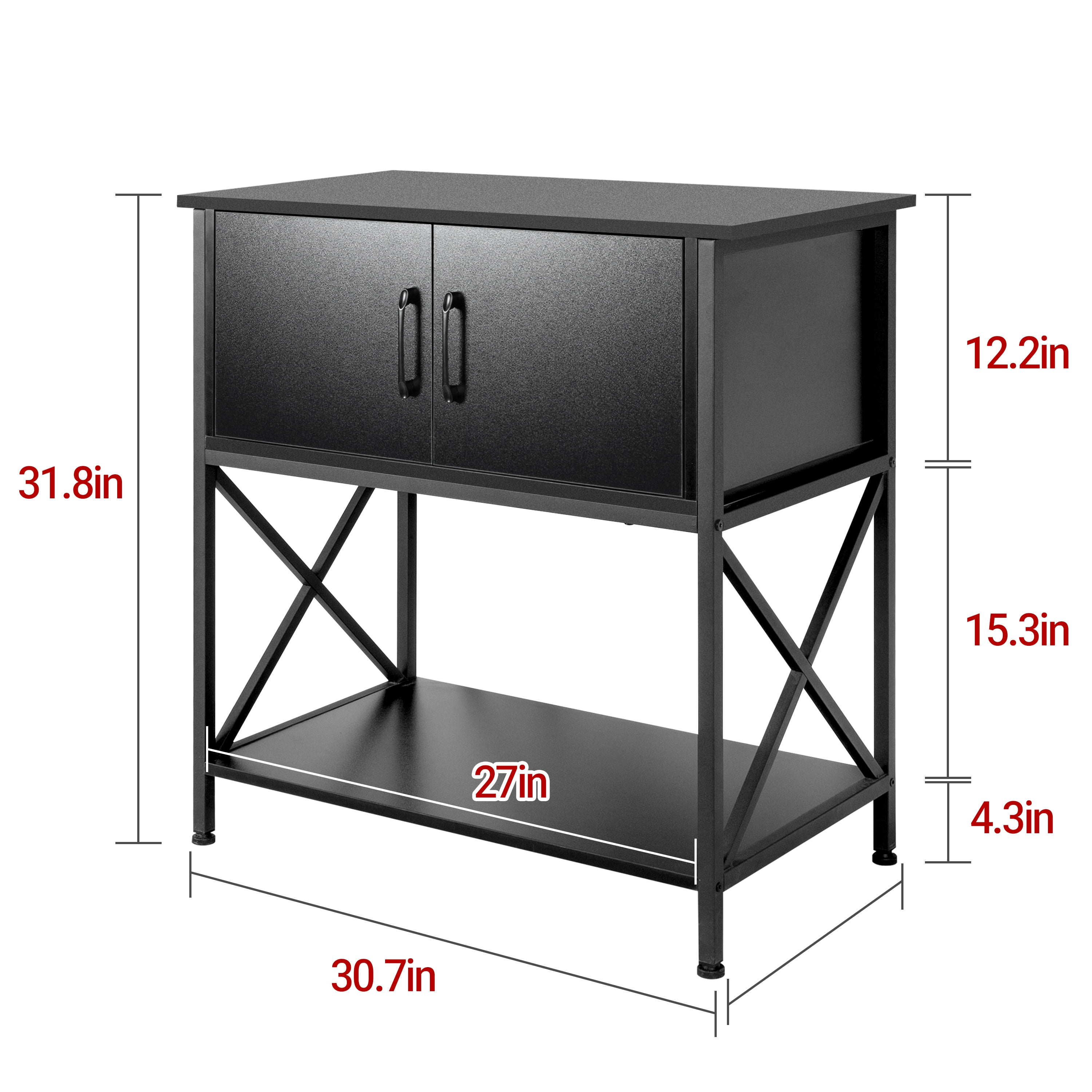 20-30 Gallon Aquarium Stand, Fish Tank Stand with Cabinet Storage for Fish Tank Accessories Storage, Metal Turtle Reptile Tank Stand Terrarium Stand, 30.7" L*16.5" W Tabletop, Black