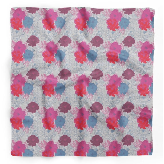 Bimba Pink Carnation Floral Pure Silk Printed Head Bandanas Summer Neck Wrap Scarf 40 x 80 Inches