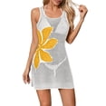 thumbnail image 5 of EGNMCR Women's Summer Swimsuit Cover up Crochet Beach Floral Hollow Out Slit Bikini Sleeveless Cover up Dresses, 5 of 8