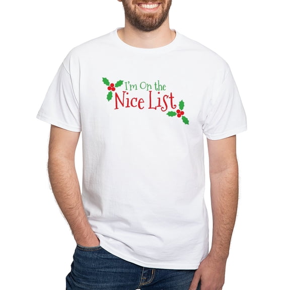 CafePress - Nice List White T Shirt - Men's White Classic Cotton T-Shirts