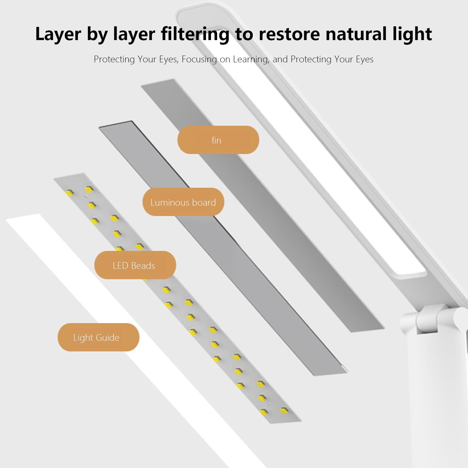 PRINxy New LED Electronic Clock Desk Lamp Foldable Rechargeable Reading Lamp 3 Grades Of Colour Temperature Adjustment Infinitely Dimmable Desk Lamp With Temperatu White