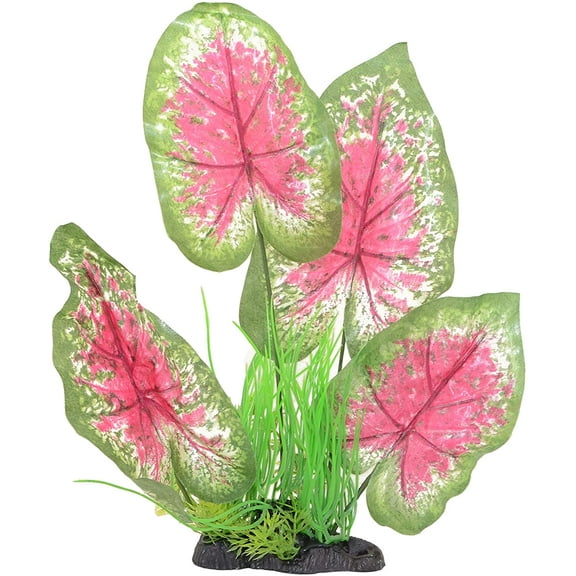 CNZ Aquarium Decor Fish Tank Decoration Ornament Artificial Plastic Plant Green, 13-inch Green/Red