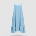 thumbnail image 4 of Smsaxvxz Women's Summer Strap Dresses Fashion Solid Crew Neck Sleeveless Ruffle Pleated Hem Casual Loose Midi Beach Sundress Light Blue 3XL, 4 of 5