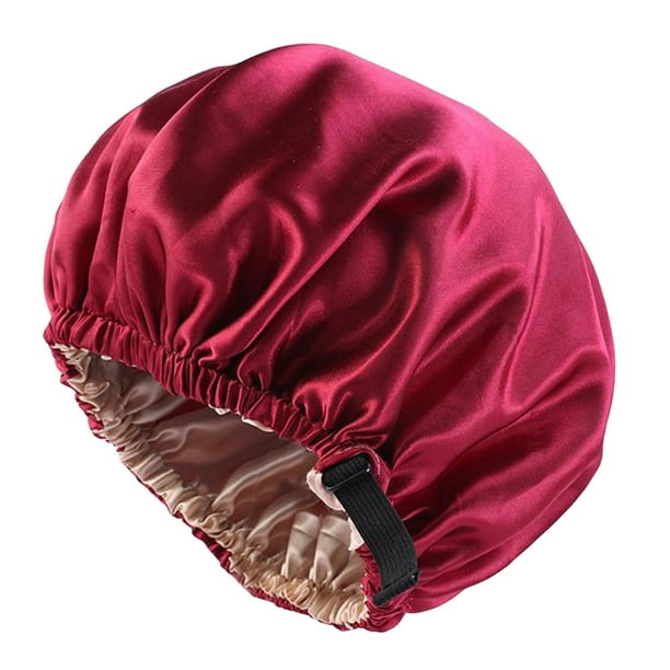 Bonnet en Satin Souple à Double Couche Réversible Bonnet de Sommeil Chapeau  de Perte de Nuit Hommes Enfants, Rouge 