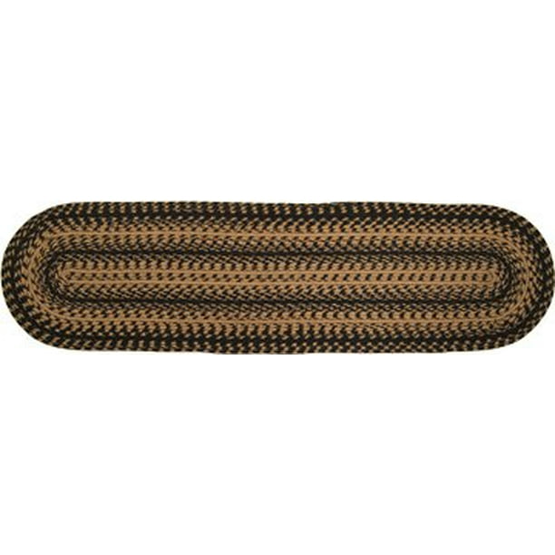 Braided Ebony Collection Natural Jute Runner Black Tan Country