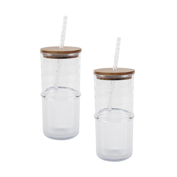 Better Homes & Gardens 2-Piece Clear Ribbed Tritan Sipper Set