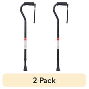 (2 pack) Equate Mobility Aluminum Offset Handle Cane with Foam Handle, Adjustable Height, Black