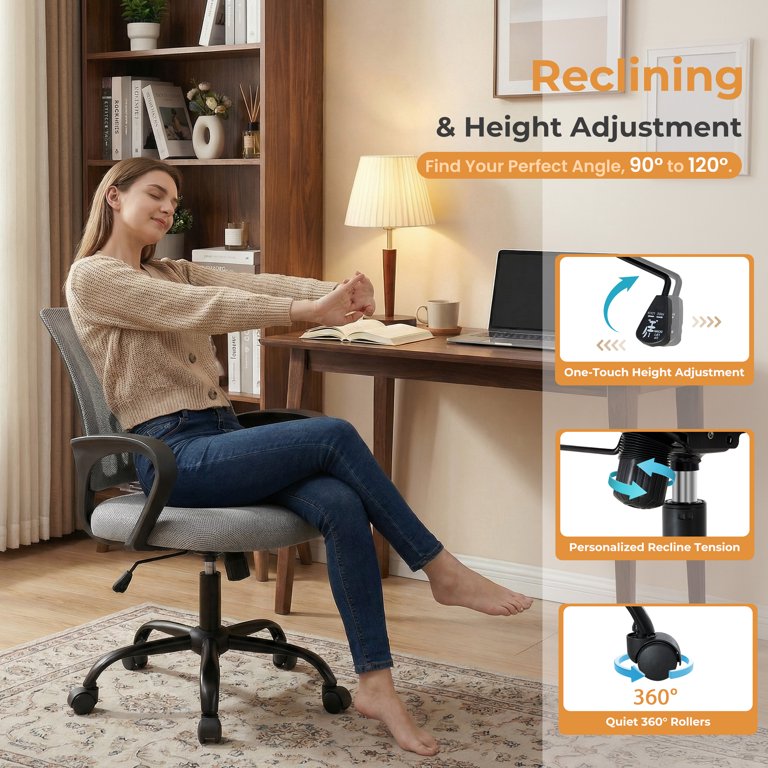 Edx Ergonomic Mid-Back Office Chair, Gray photo 6
