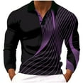 thumbnail image 2 of Fznquz Purple Polos for Men Cotton Collared Long Sleeve Shirt Graphic Casual Regular Fit Pullover Big and Tall Mens Clothes, 2 of 3