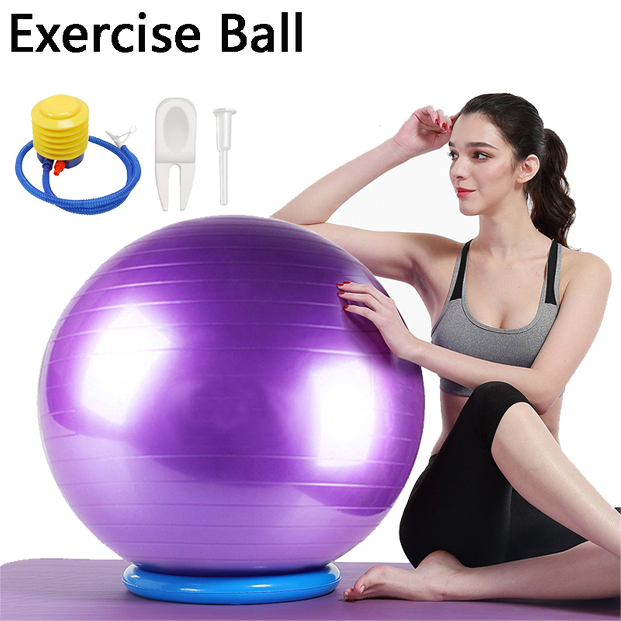 Ballon de fitness, ballon de yoga anti-éclatement 55 cm violet