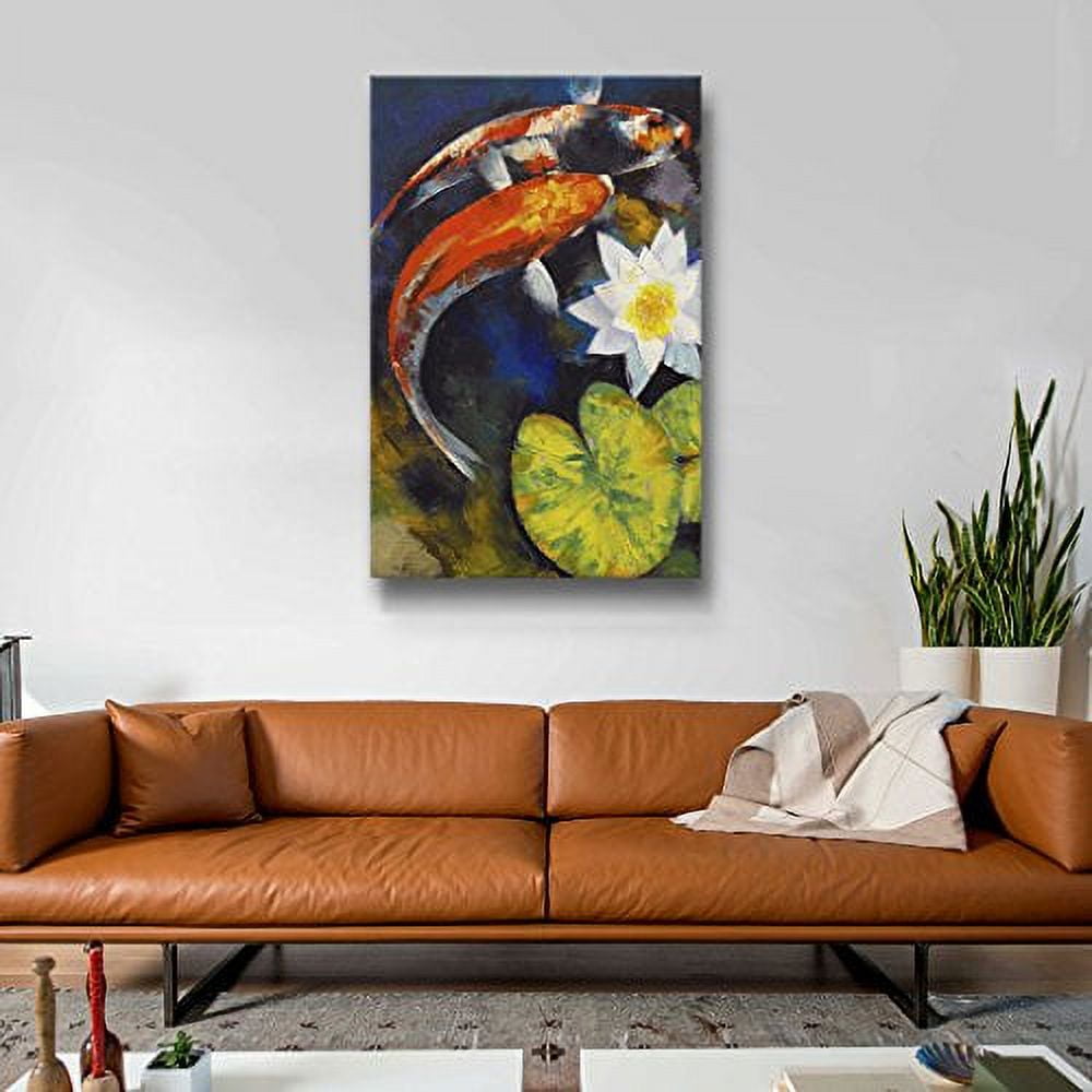 Michael Creese "Koi Fish and Water Lily" Gallery-wrapped Canvas
