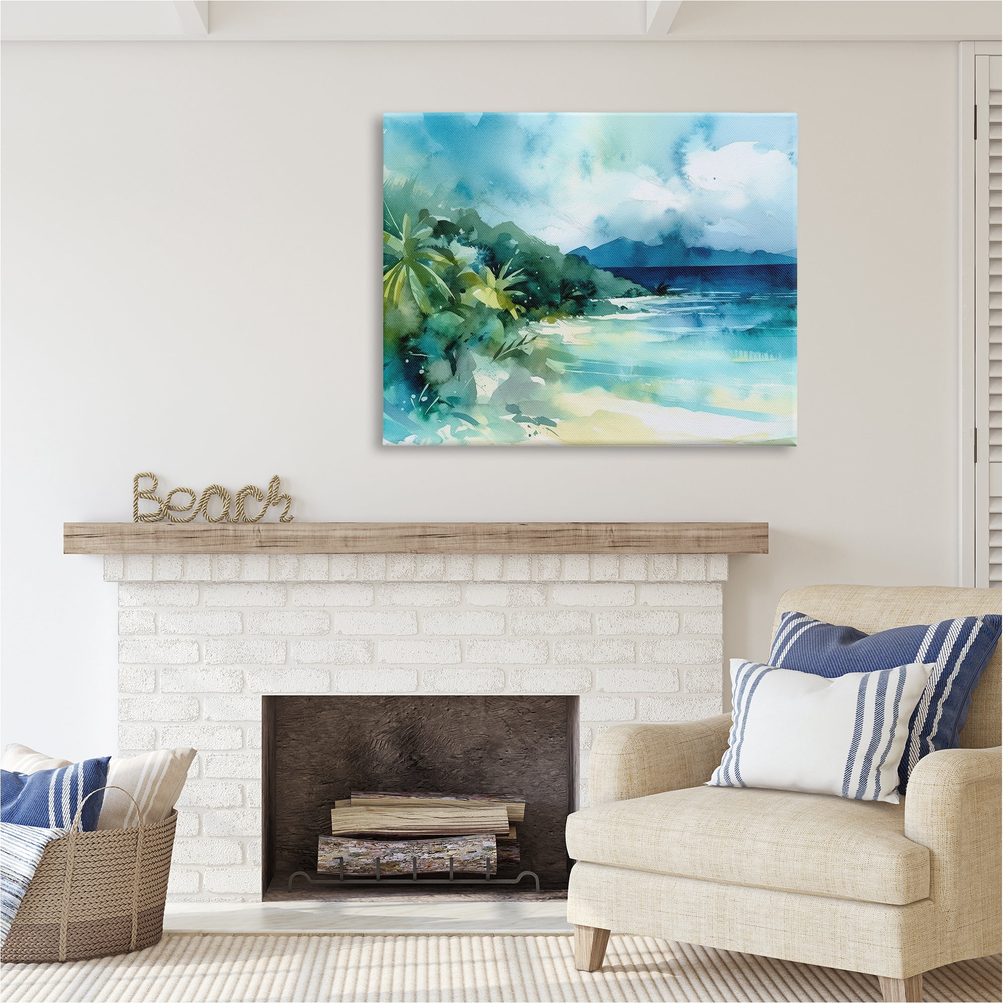 Stupell Industries Abstract Tropical Landscape Landscape Painting Gallery Wrapped Canvas Art Print Wall Art, 48 x 36