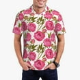 thumbnail image 2 of Balery Rose Flowers Printed Men’s Short Sleeve Polo Shirt, Midweight Men's Shirt,Golf Polo shirts -Large, 2 of 8