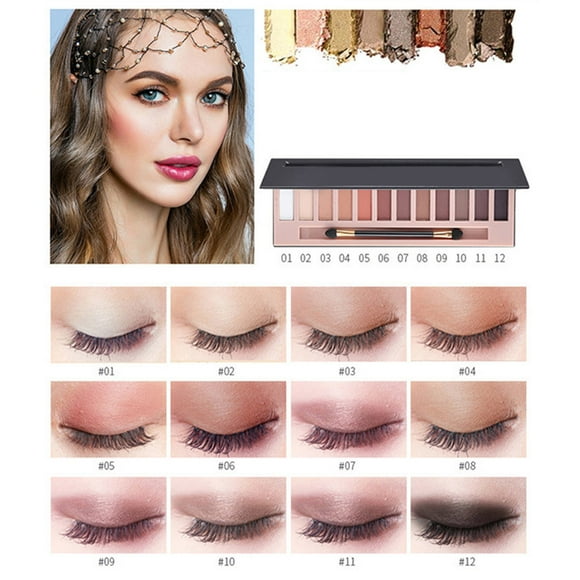 SIfdSeng Multi Color Eye Shadow Eye Shadow Pearlescent Color Makeup Disk 12 Color Eye Shadow Disk Europe and America Eye Shadow Liquid Eyeshadow Glitter Yellow