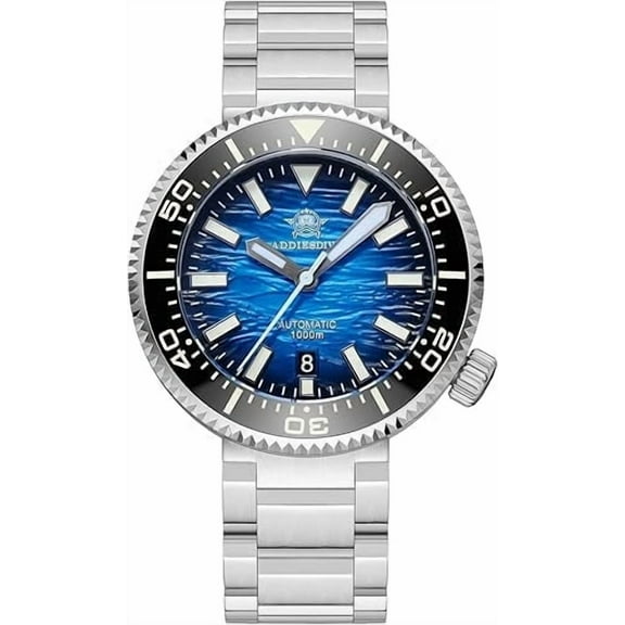 ADDIESDIVE Automatic Diver Watches for Men 1000 M Waterproof Helium Escape Valve NH35A Synthetic Sapphire Scuba Automatic Watche, Blue