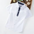 thumbnail image 4 of Short Sleeve Uniform Shirts for Boys Fashion Turndown Collar Button Up Shirt Summer Tops School Clothes Size 4-14, 4 of 7